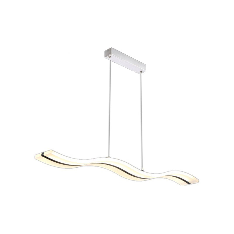 Curved/Straight Line Dining Room Pendant Acrylic Minimalistic LED Hanging Ceiling Light in Black, Warm/White Light Clearhalo 'Ceiling Lights' 'Modern Pendants' 'Modern' 'Pendant Lights' 'Pendants' Lighting' 1972665