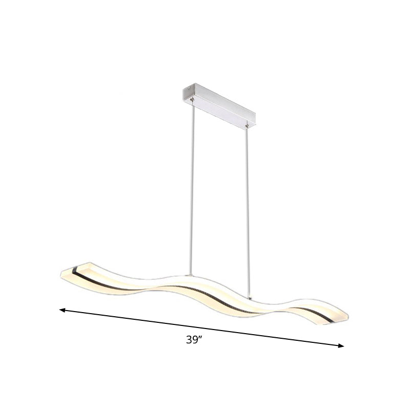 Curved/Straight Line Dining Room Pendant Acrylic Minimalistic LED Hanging Ceiling Light in Black, Warm/White Light Clearhalo 'Ceiling Lights' 'Modern Pendants' 'Modern' 'Pendant Lights' 'Pendants' Lighting' 1972666