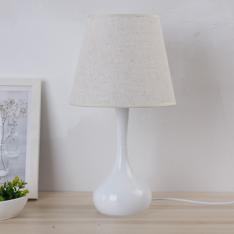 Nordic Empire Shade Night Lamp Fabric 1-Light Living Room Table Light with Cylinder/Teardrop Base in Black/White Clearhalo 'Lamps' 'Table Lamps' Lighting' 1972787