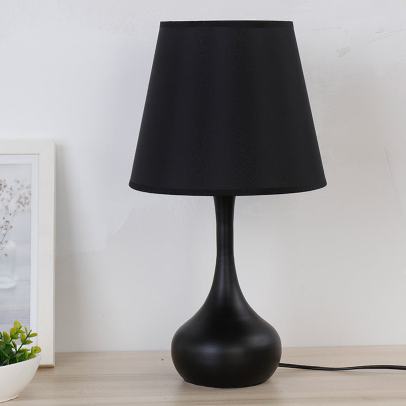 Nordic Empire Shade Night Lamp Fabric 1-Light Living Room Table Light with Cylinder/Teardrop Base in Black/White Clearhalo 'Lamps' 'Table Lamps' Lighting' 1972791