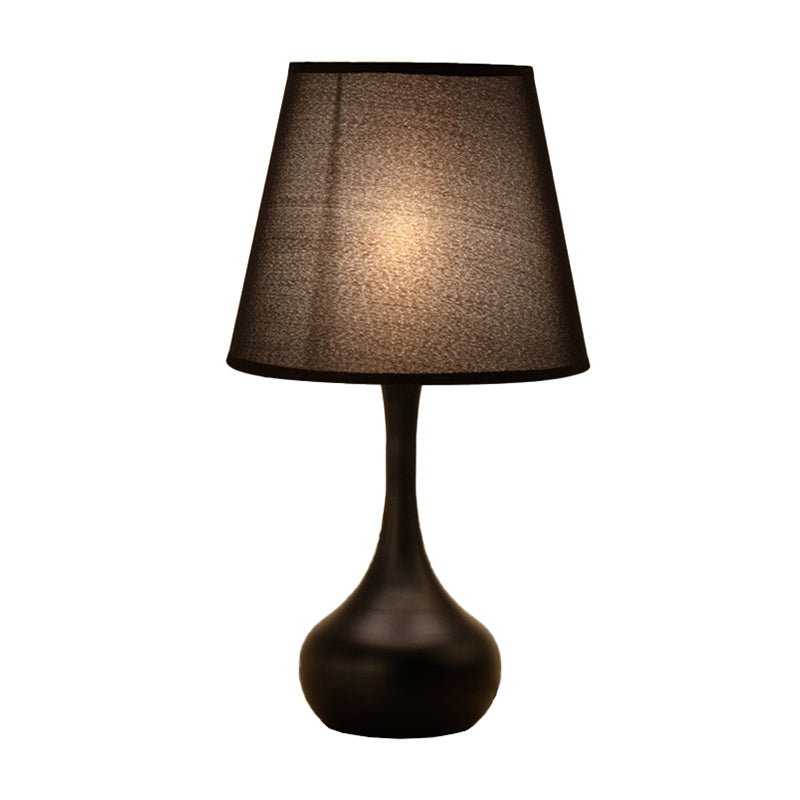 Nordic Empire Shade Night Lamp Fabric 1-Light Living Room Table Light with Cylinder/Teardrop Base in Black/White Clearhalo 'Lamps' 'Table Lamps' Lighting' 1972792