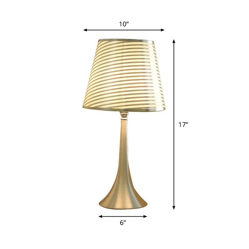 Tapered Table Light Modern Fabric Single Nickel Nightstand Lamp with Cloud/Geometric/Flower Pattern Clearhalo 'Lamps' 'Table Lamps' Lighting' 1972819