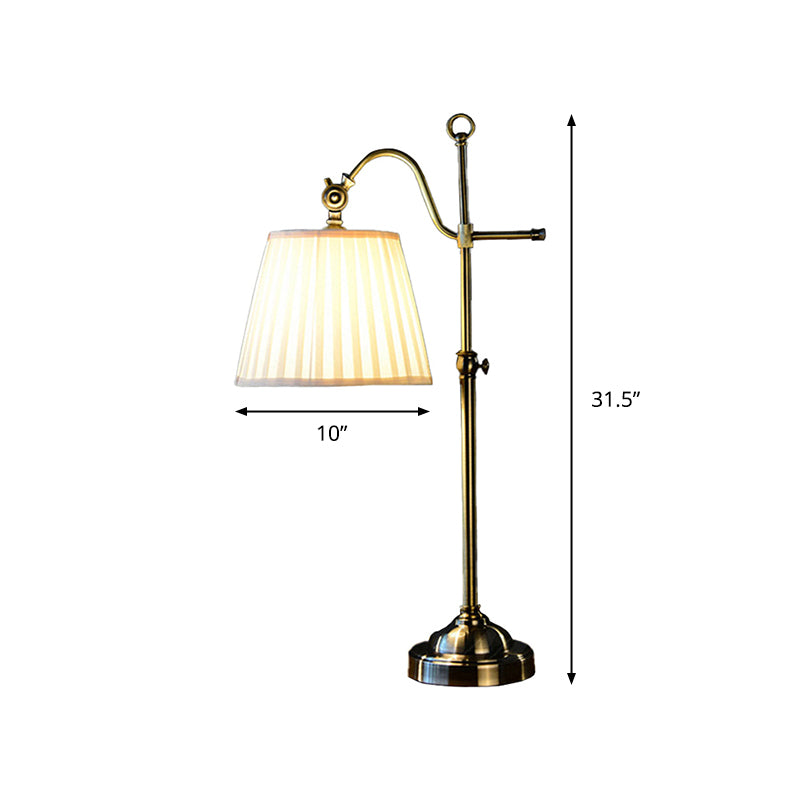 White Empire Shade Table Light Modern 1-Light Pleated Fabric Nightstand Lamp with Height Adjustable Design Clearhalo 'Lamps' 'Table Lamps' Lighting' 1972967