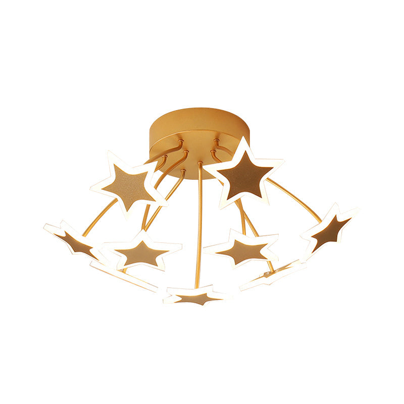 Acrylic Starry LED Semi Ceiling Mount Light Amusement Park Romantic Ceiling Lamp in Gold Clearhalo 'Ceiling Lights' 'Close To Ceiling Lights' 'Close to ceiling' 'Semi-flushmount' Lighting' 197365