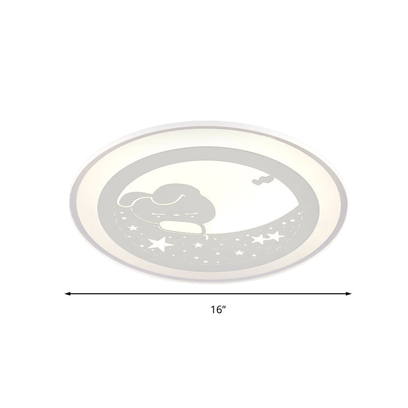 Starry Kindergarten LED Ceiling Lamp with Bunny Moon Acrylic Animal Ceiling Mount Light in White Clearhalo 'Ceiling Lights' 'Close To Ceiling Lights' 'Close to ceiling' 'Flush mount' Lighting' 197504