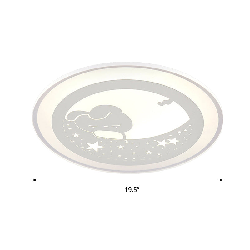 Starry Kindergarten LED Ceiling Lamp with Bunny Moon Acrylic Animal Ceiling Mount Light in White Clearhalo 'Ceiling Lights' 'Close To Ceiling Lights' 'Close to ceiling' 'Flush mount' Lighting' 197505