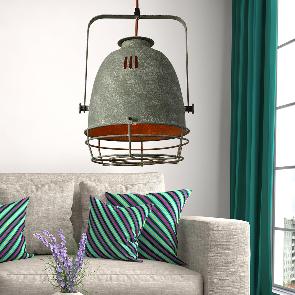 Wrought Iron Bell/Dome Shade Pendant Lighting Industrial 1 Light Living Room Hanging Lamp with Wire Guard in Grey Grey Bell Clearhalo 'Art Deco Pendants' 'Cast Iron' 'Ceiling Lights' 'Ceramic' 'Crystal' 'Industrial Pendants' 'Industrial' 'Metal' 'Middle Century Pendants' 'Pendant Lights' 'Pendants' 'Tiffany' Lighting' 19794