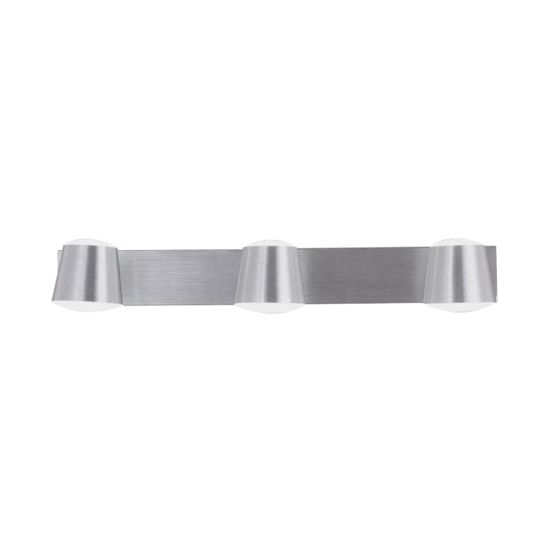 Tapered Living Room Vanity Sconce Simple Style Metal 1/2/3 Heads Silver Wall Light Fixture in Warm/White Light Clearhalo 'Wall Lamps & Sconces' 'Wall Lights' Lighting' 1981731