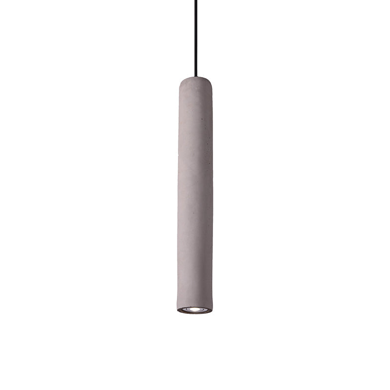 Minimalist Tube Pendant Light Kit Cement 10"/19.5" Tall LED Bedroom Hanging Lamp in Grey Clearhalo 'Ceiling Lights' 'Modern Pendants' 'Modern' 'Pendant Lights' 'Pendants' Lighting' 1981947
