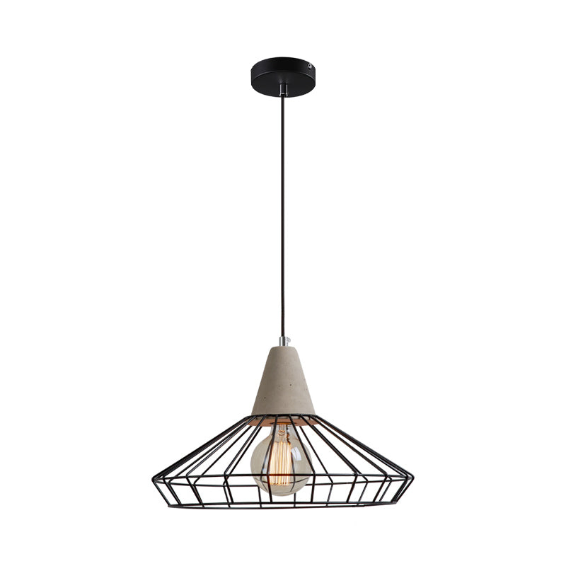1-Light Pendant Light Fixture Industrial Cone/Cylinder/Triangle Iron Hanging Lamp in Black with Cement Socket Clearhalo 'Art Deco Pendants' 'Black' 'Cast Iron' 'Ceiling Lights' 'Ceramic' 'Crystal' 'Industrial Pendants' 'Industrial' 'Metal' 'Middle Century Pendants' 'Pendant Lights' 'Pendants' 'Rustic Pendants' 'Tiffany' Lighting' 1982001