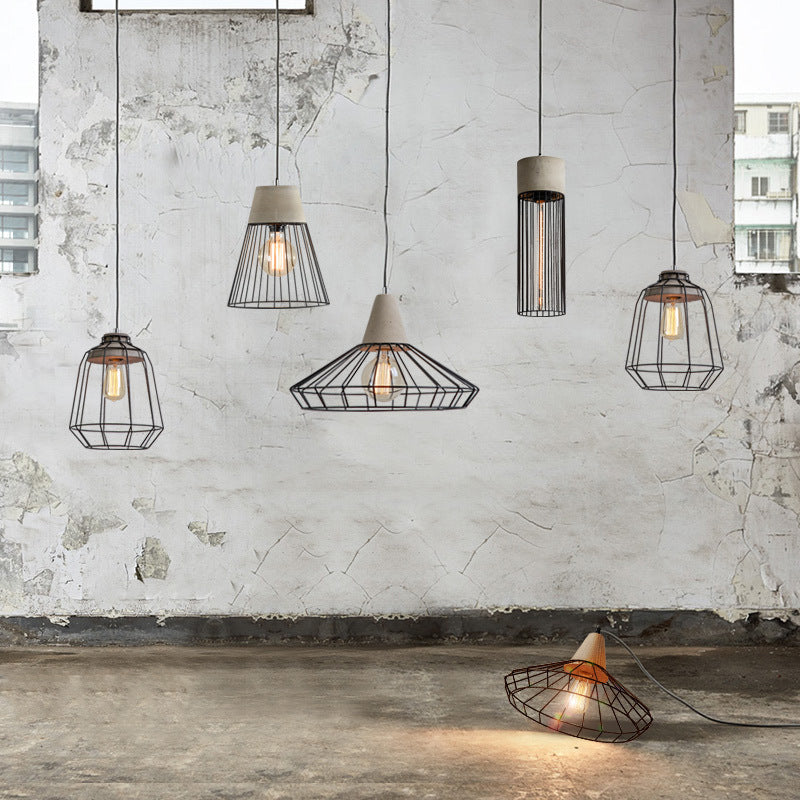 1-Light Pendant Light Fixture Industrial Cone/Cylinder/Triangle Iron Hanging Lamp in Black with Cement Socket Black Cone Clearhalo 'Art Deco Pendants' 'Black' 'Cast Iron' 'Ceiling Lights' 'Ceramic' 'Crystal' 'Industrial Pendants' 'Industrial' 'Metal' 'Middle Century Pendants' 'Pendant Lights' 'Pendants' 'Rustic Pendants' 'Tiffany' Lighting' 1982008
