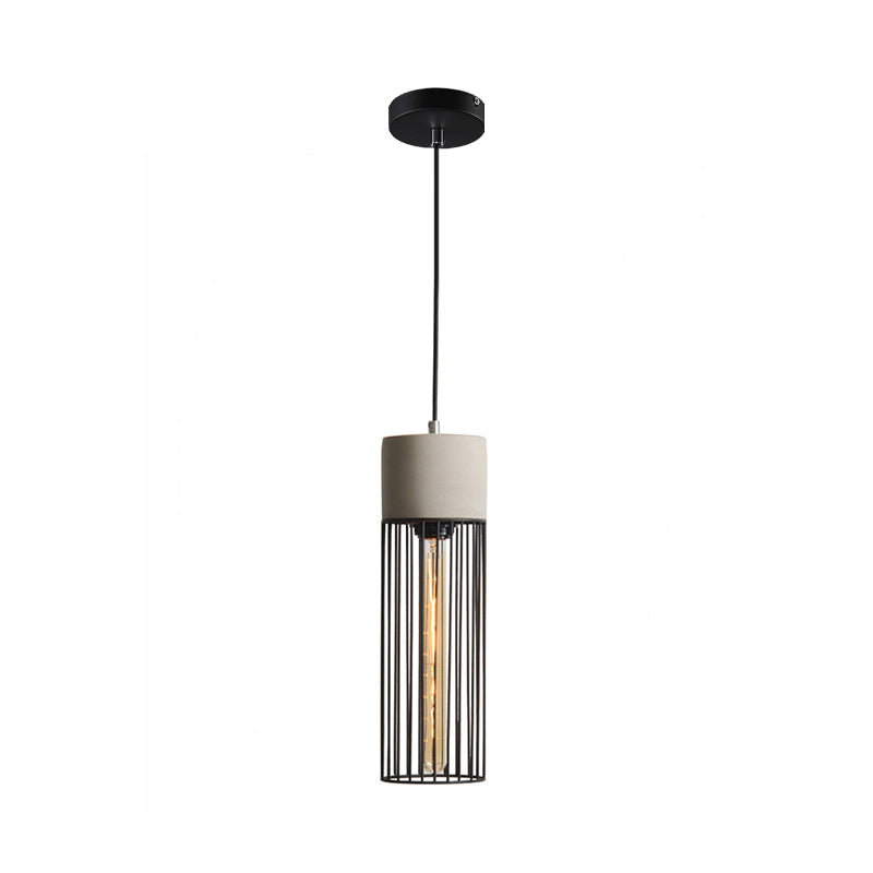 1-Light Pendant Light Fixture Industrial Cone/Cylinder/Triangle Iron Hanging Lamp in Black with Cement Socket Clearhalo 'Art Deco Pendants' 'Black' 'Cast Iron' 'Ceiling Lights' 'Ceramic' 'Crystal' 'Industrial Pendants' 'Industrial' 'Metal' 'Middle Century Pendants' 'Pendant Lights' 'Pendants' 'Rustic Pendants' 'Tiffany' Lighting' 1982015