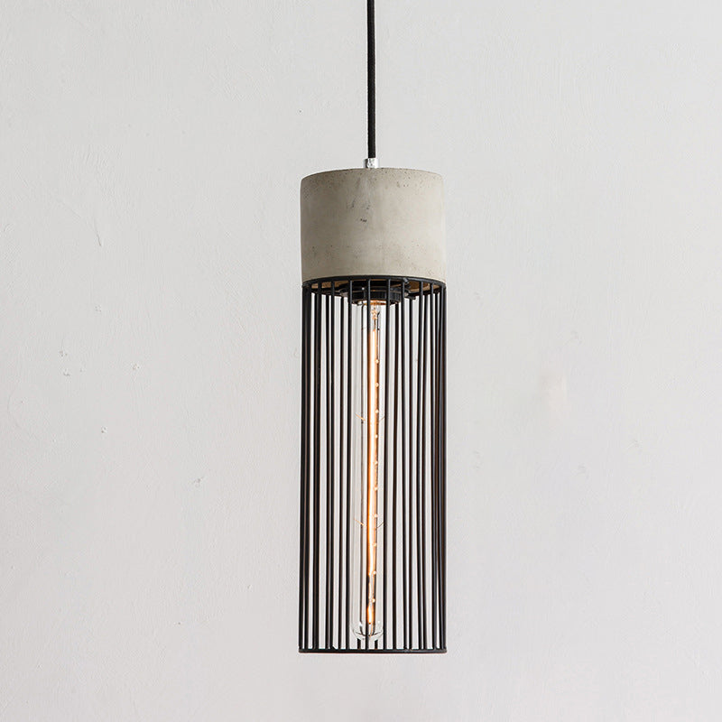 1-Light Pendant Light Fixture Industrial Cone/Cylinder/Triangle Iron Hanging Lamp in Black with Cement Socket Black Cylinder Clearhalo 'Art Deco Pendants' 'Black' 'Cast Iron' 'Ceiling Lights' 'Ceramic' 'Crystal' 'Industrial Pendants' 'Industrial' 'Metal' 'Middle Century Pendants' 'Pendant Lights' 'Pendants' 'Rustic Pendants' 'Tiffany' Lighting' 1982016