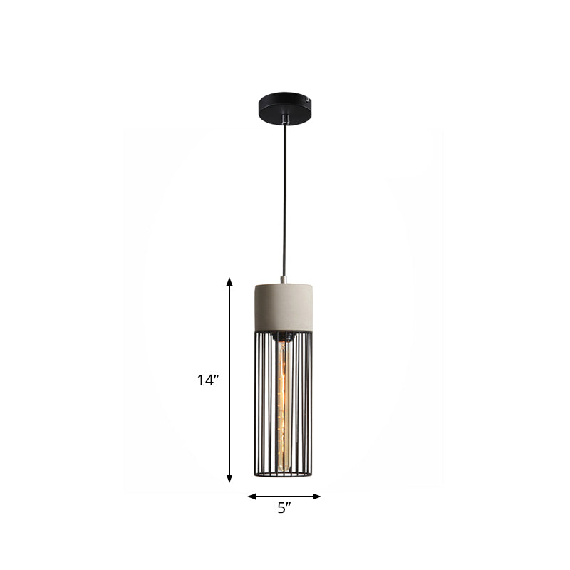 1-Light Pendant Light Fixture Industrial Cone/Cylinder/Triangle Iron Hanging Lamp in Black with Cement Socket Clearhalo 'Art Deco Pendants' 'Black' 'Cast Iron' 'Ceiling Lights' 'Ceramic' 'Crystal' 'Industrial Pendants' 'Industrial' 'Metal' 'Middle Century Pendants' 'Pendant Lights' 'Pendants' 'Rustic Pendants' 'Tiffany' Lighting' 1982017