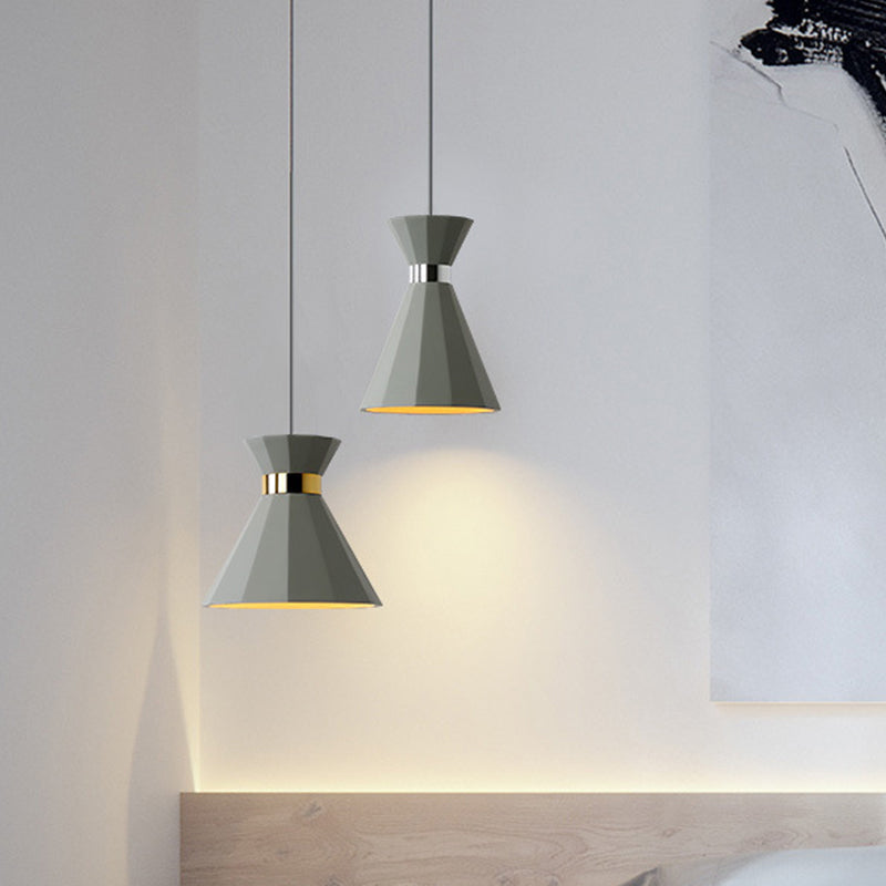 1 Head Hourglass Ceiling Pendant Nordic Grey Cement Suspension Light for Dining Room, 8.5"/10.5" W Clearhalo 'Ceiling Lights' 'Industrial Pendants' 'Industrial' 'Middle Century Pendants' 'Pendant Lights' 'Pendants' 'Tiffany' Lighting' 1982123