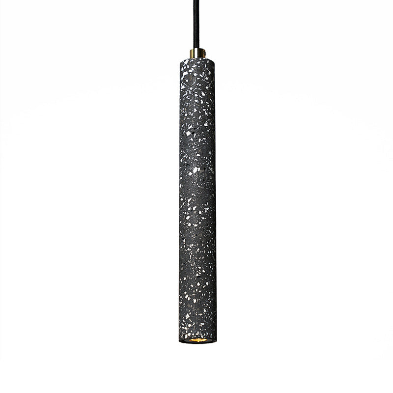 Terrazzo Flute Pendulum Light Nordic 10"/19.5" Tall LED Bistro Hanging Pendant in White/Black Clearhalo 'Ceiling Lights' 'Industrial Pendants' 'Industrial' 'Middle Century Pendants' 'Pendant Lights' 'Pendants' 'Tiffany' Lighting' 1982139