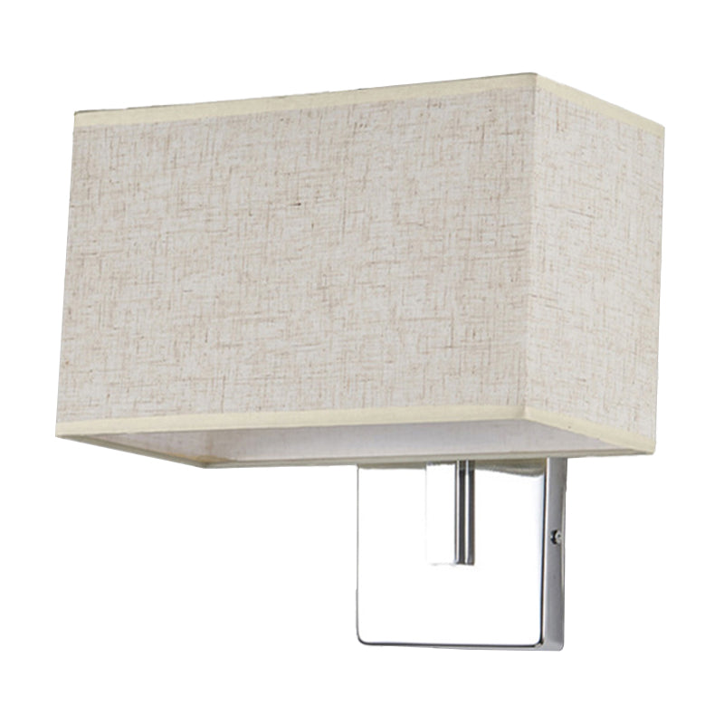 Minimalist Rectangle Wall Mounted Lamp Fabric 1 Bulb Living Room Sconce Light in Black/White/Beige Clearhalo 'Cast Iron' 'Glass' 'Industrial' 'Modern wall lights' 'Modern' 'Tiffany' 'Traditional wall lights' 'Wall Lamps & Sconces' 'Wall Lights' Lighting' 1982847