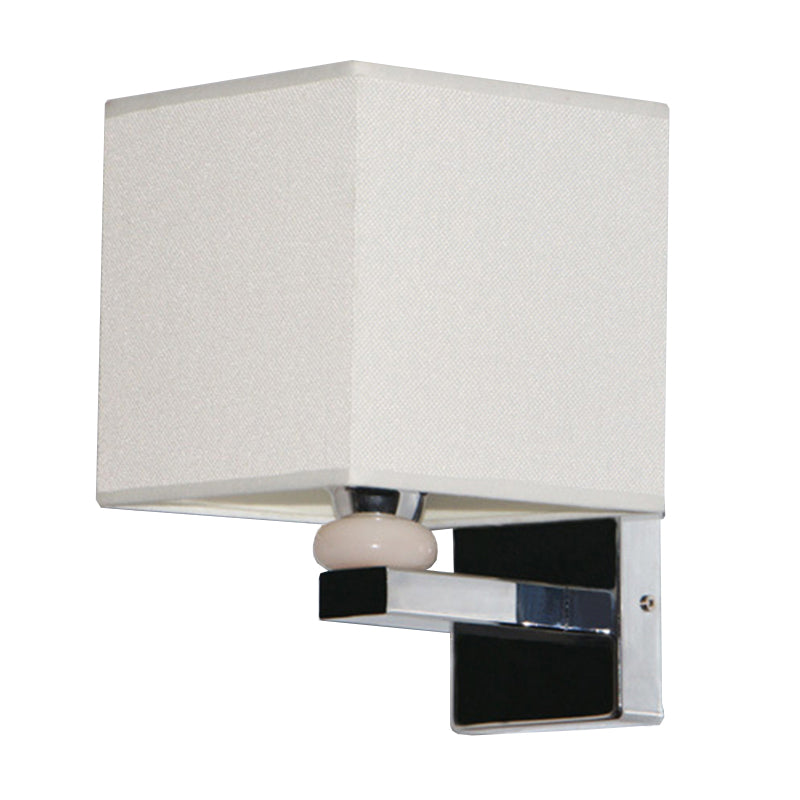 Nordic Cubic Wall Sconce Fabric 1-Light Dining Room Wall Mount Light Fixture in Beige/White/Flaxen Clearhalo 'Cast Iron' 'Glass' 'Industrial' 'Modern wall lights' 'Modern' 'Tiffany' 'Traditional wall lights' 'Wall Lamps & Sconces' 'Wall Lights' Lighting' 1982863
