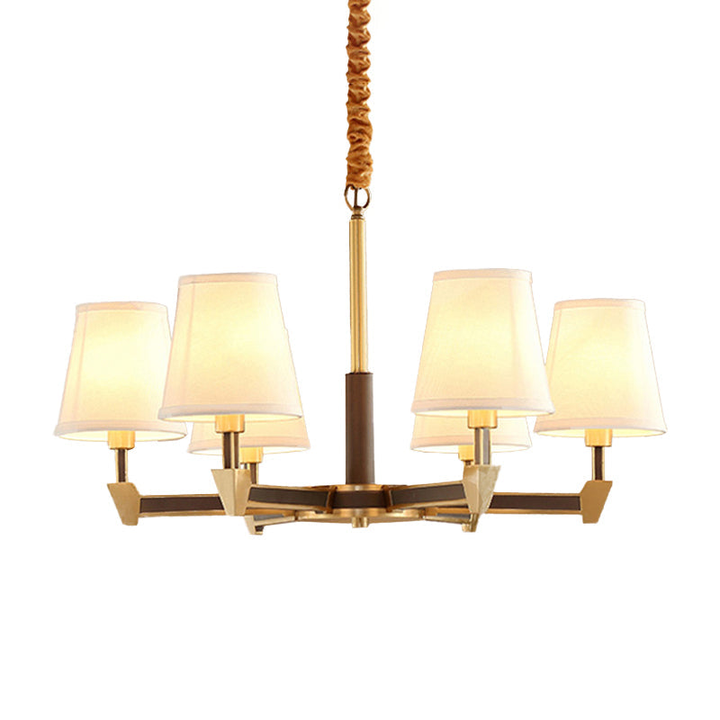 Postmodern Conical Ceiling Pendant Fabric 6/8-Head Living Room Chandelier in White 6 White Clearhalo 'Ceiling Lights' 'Chandeliers' 'Modern Chandeliers' 'Modern' Lighting' 1983038