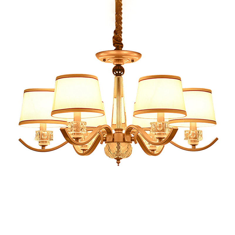 Fabric White Chandelier Tapered 3/6/8-Bulb Country Style Ceiling Pendant Light for Living Room Clearhalo 'Ceiling Lights' 'Chandeliers' Lighting' options 1983106