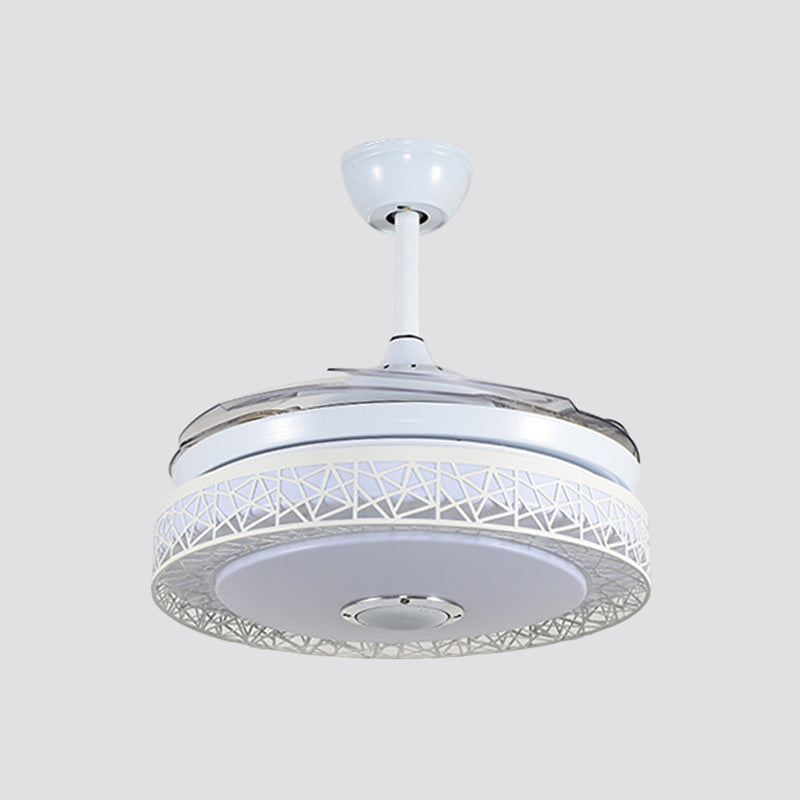 4 Blades Nest Dining Room Hanging Fan Light Acrylic 19" Wide LED Nordic Semi Flush in White Clearhalo 'Ceiling Fans with Lights' 'Ceiling Fans' 'Modern Ceiling Fans' 'Modern' Lighting' 1983213