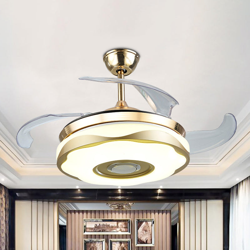 Simplicity Flower 4 Blades Semi Mount Lighting Acrylic Living Room LED Ceiling Fan Lamp, 19" Wide Clearhalo 'Ceiling Fans with Lights' 'Ceiling Fans' 'Modern Ceiling Fans' 'Modern' Lighting' 1983275