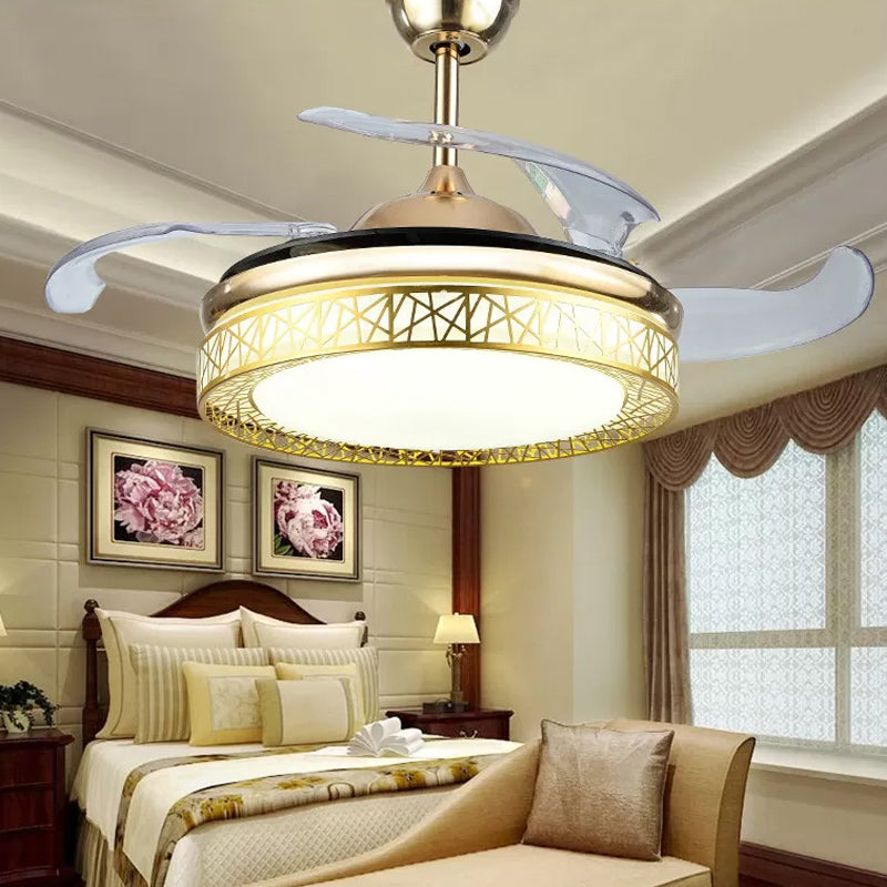 Nest-Shaped Living Room Ceiling Fan Light Metal 19