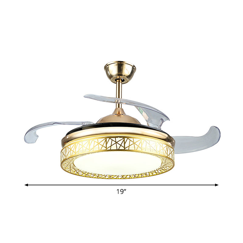 Nest-Shaped Living Room Ceiling Fan Light Metal 19