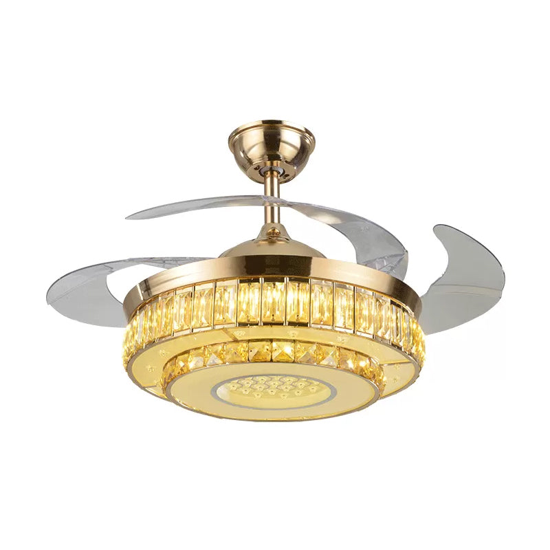 2-Tier Circle Beveled Crystal Semi Flush Modern 19