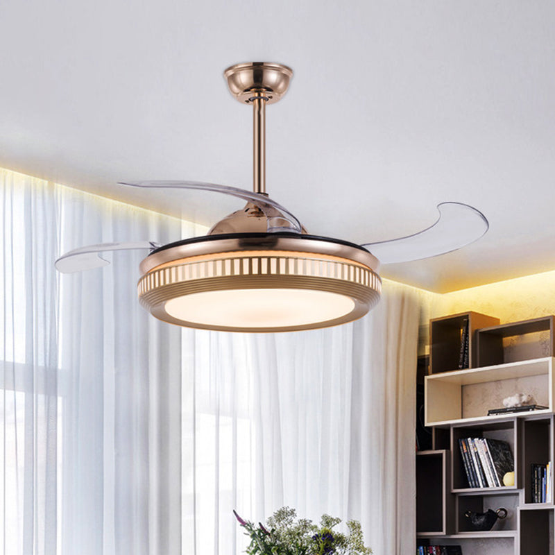 Acrylic Drum Hanging Fan Light Contemporary 19