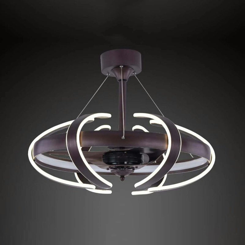 3-Blade Cage Metal Semi Flush Ceiling Light Simple 25.5