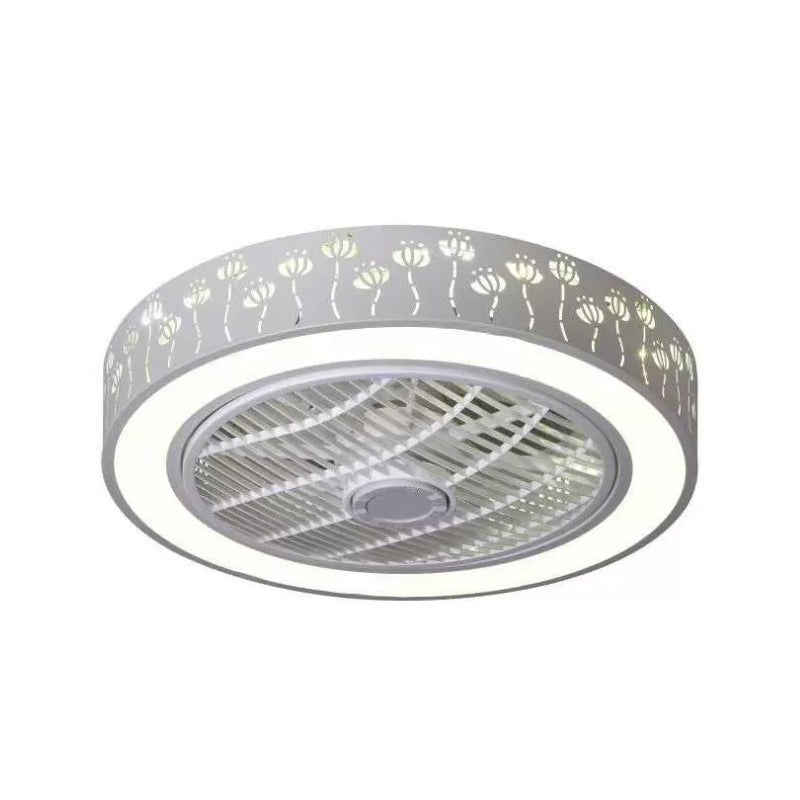 Drum Laser-Cut Acrylic Ceiling Fan Lamp Simple 20.5