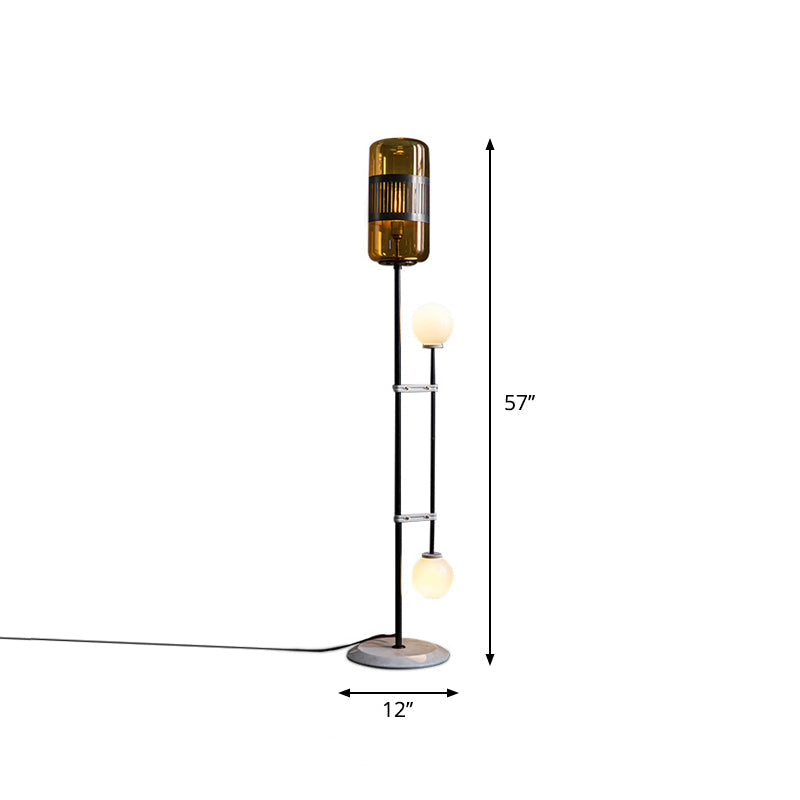 Linear/Capsule/Arch Floor Light Designer Metal Single-Bulb Living Room Standing Lamp in Black Clearhalo 'Floor Lamps' 'Lamps' Lighting' 1983644