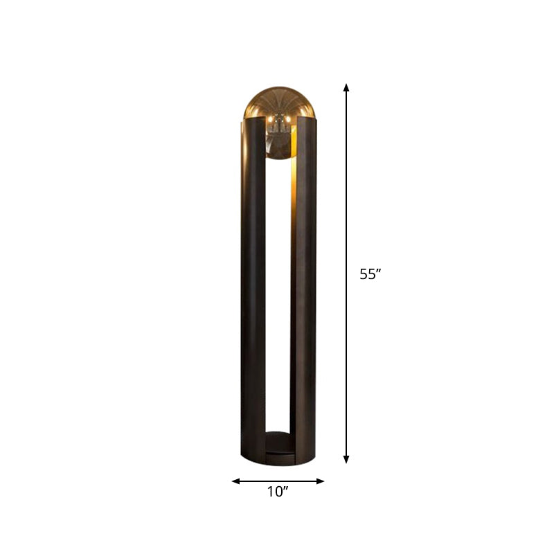 Linear/Capsule/Arch Floor Light Designer Metal Single-Bulb Living Room Standing Lamp in Black Clearhalo 'Floor Lamps' 'Lamps' Lighting' 1983649