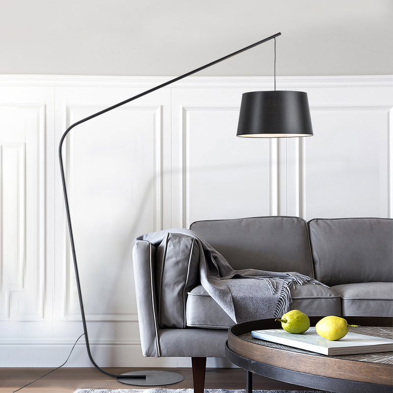 Linear/Capsule/Arch Floor Light Designer Metal Single-Bulb Living Room Standing Lamp in Black Black C Clearhalo 'Floor Lamps' 'Lamps' Lighting' 1983660