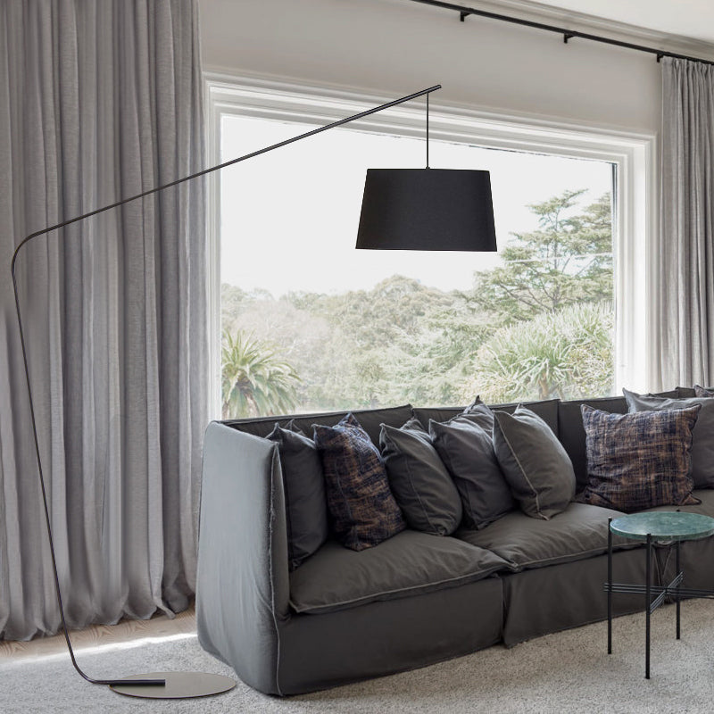 Linear/Capsule/Arch Floor Light Designer Metal Single-Bulb Living Room Standing Lamp in Black Clearhalo 'Floor Lamps' 'Lamps' Lighting' 1983661