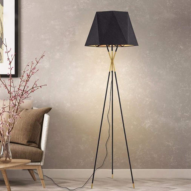 Linear/Capsule/Arch Floor Light Designer Metal Single-Bulb Living Room Standing Lamp in Black Black A Clearhalo 'Floor Lamps' 'Lamps' Lighting' 1983667