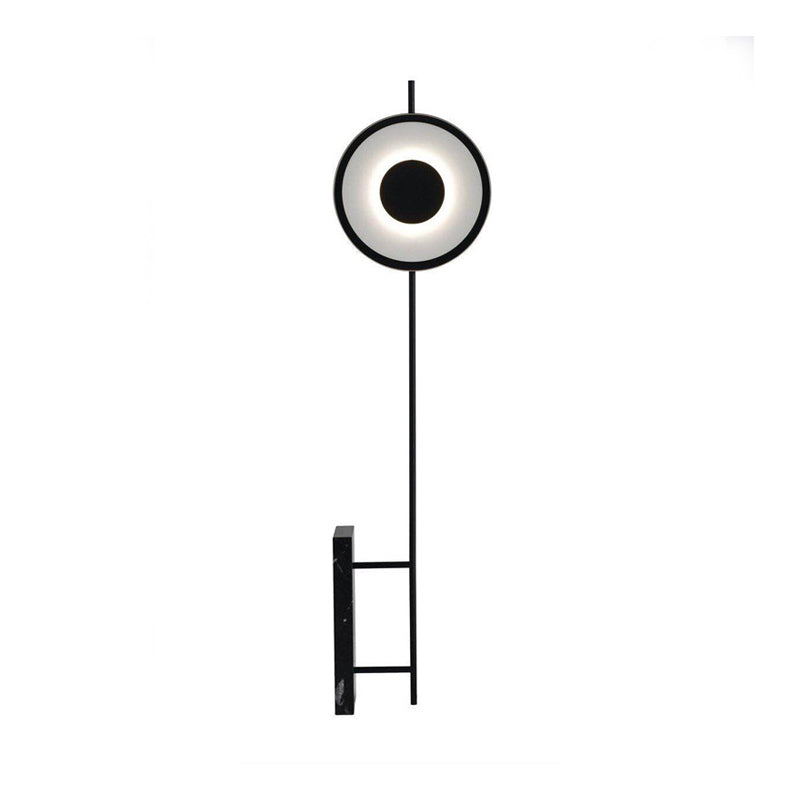 Black/White Circular LED Floor Light Novelty Minimalist Marble Floor Standing Lamp for Bedroom Clearhalo 'Floor Lamps' 'Lamps' Lighting' 1983683