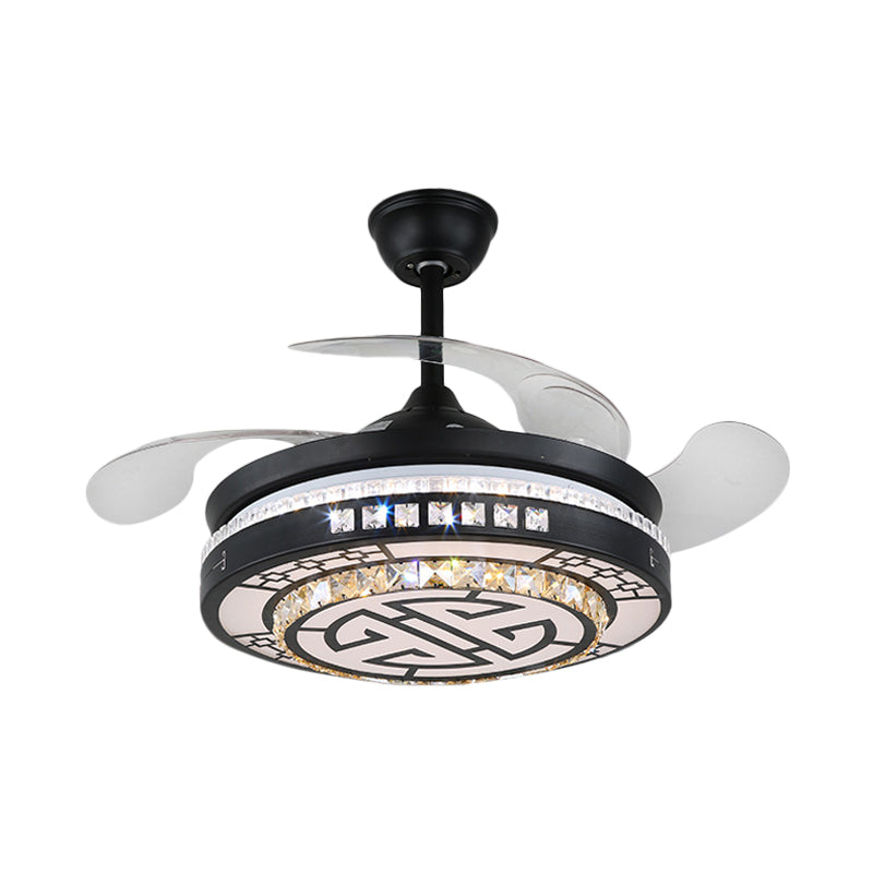 4 Blades Layered Bedroom Semi Flush Crystal 20