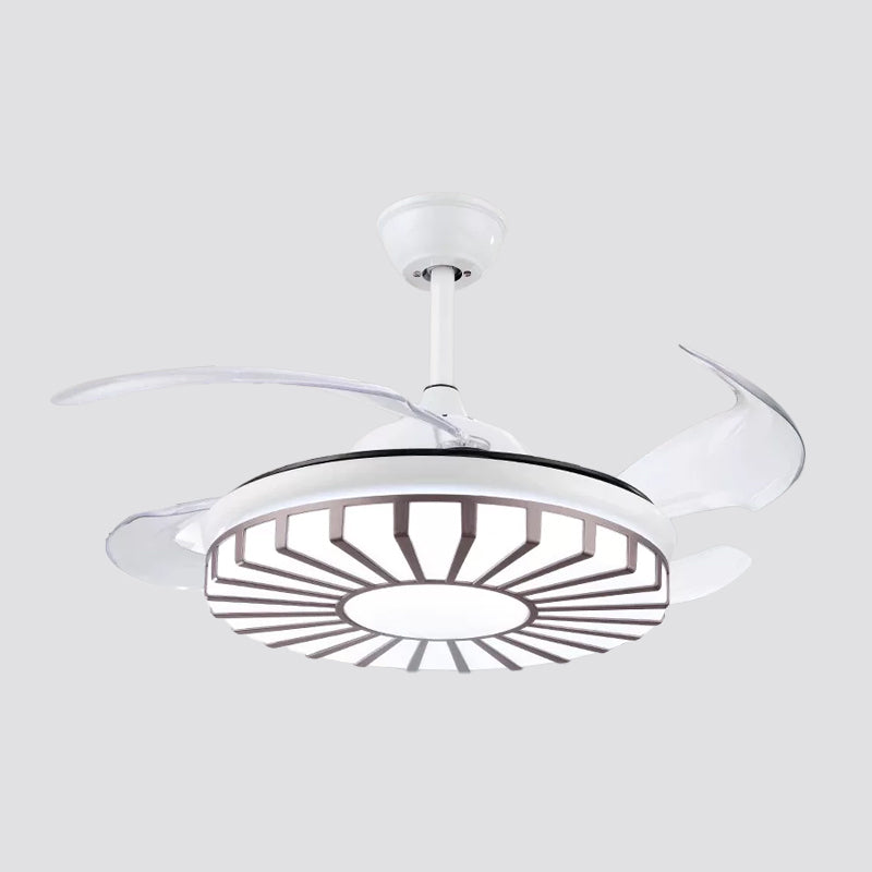 Sputnik Bedroom 4 Blades Hanging Fan Light Metal 19" Wide LED Modern Semi-Flush Mount in Coffee Clearhalo 'Ceiling Fans with Lights' 'Ceiling Fans' 'Modern Ceiling Fans' 'Modern' Lighting' 1984033