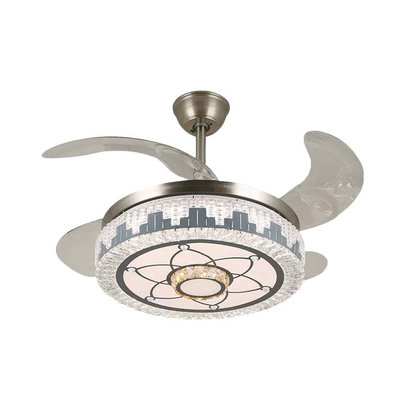 Layered Dining Room Hanging Fan Light Beveled Crystal 19