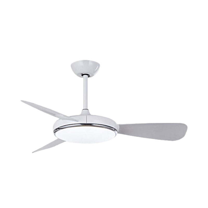 Bowl Shaped Acrylic Semi Mount Lighting Traditional Dining Room LED Hanging Fan Light Fixture, 52