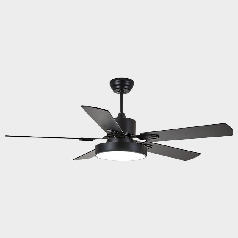 5-BladeDrum Living Room Hanging Fan Light Fixture Traditional Acrylic 52