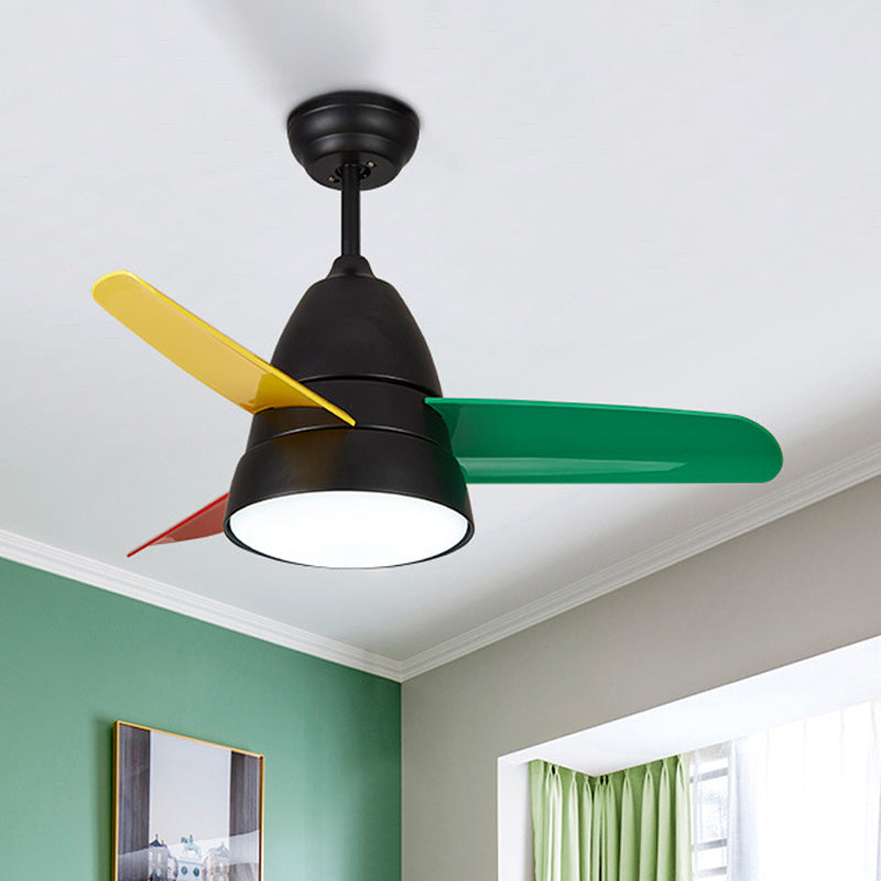 36" Wide LED Hanging Fan Lamp Fixture Classic Acrylic Tapered Semi-Flush Mount Light with 3 Blades Clearhalo 'Ceiling Fans with Lights' 'Ceiling Fans' Lighting' 1984274