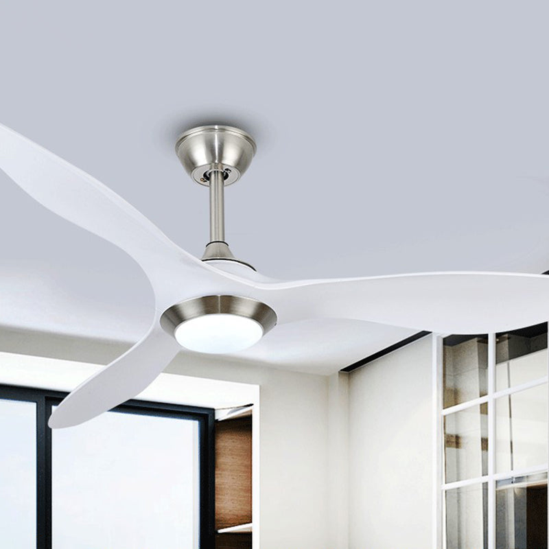 Bowl Metallic 3-Blade Semi Flush Light Fixture Classic LED Bedroom Ceiling Fan Lamp in White, 48" Wide Clearhalo 'Ceiling Fans with Lights' 'Ceiling Fans' Lighting' 1984351
