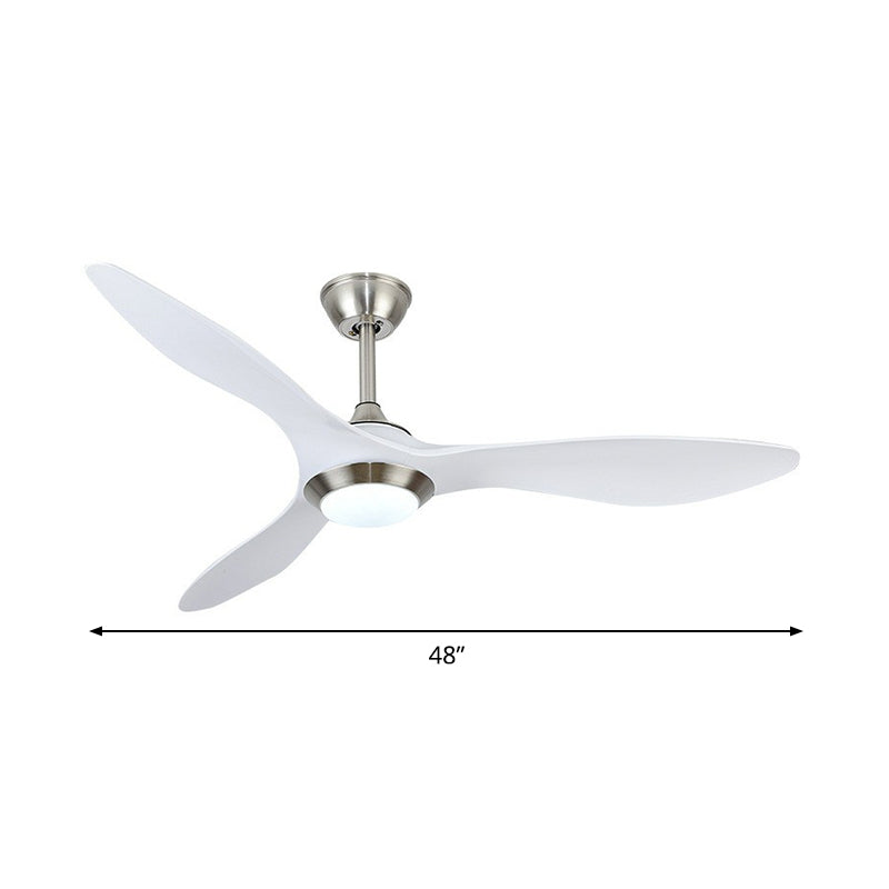 Bowl Metallic 3-Blade Semi Flush Light Fixture Classic LED Bedroom Ceiling Fan Lamp in White, 48" Wide Clearhalo 'Ceiling Fans with Lights' 'Ceiling Fans' Lighting' 1984354
