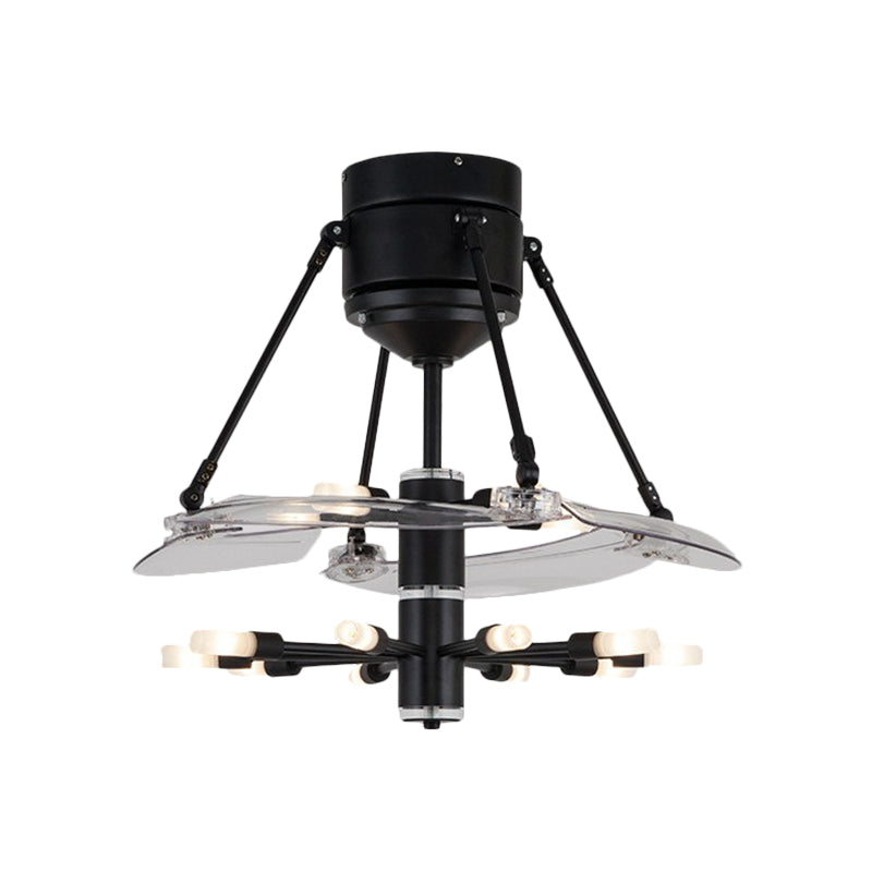 48" Wide Geometric Hanging Fan Light Modernity Metal Black Semi-Flush Mount with 4 Blades Clearhalo 'Ceiling Fans with Lights' 'Ceiling Fans' 'Modern Ceiling Fans' 'Modern' Lighting' 1984440