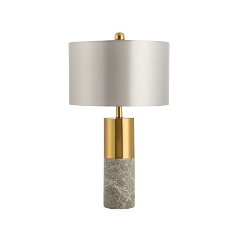 Straight-Side Shade Night Lamp Modern Fabric 1 Head Black/Grey/White Table Stand Light for Bedroom, 12.5"/15" W Clearhalo 'Lamps' 'Table Lamps' Lighting' 1984622