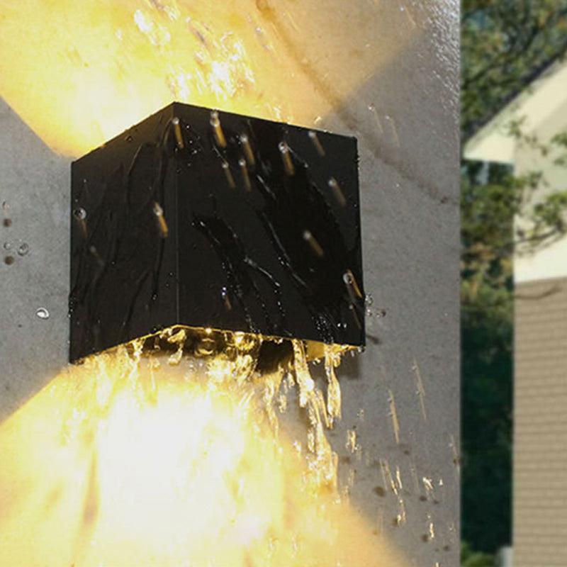 Cube/Triangle/Cylinder Wall Lamp Fixture Nordic Metal Black Up and Down LED Wall Sconce for Outdoor Clearhalo 'Cast Iron' 'Glass' 'Industrial' 'Modern wall lights' 'Modern' 'Tiffany' 'Traditional wall lights' 'Wall Lamps & Sconces' 'Wall Lights' Lighting' 1985516
