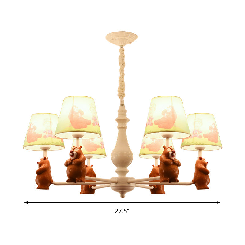 Cartoon Coolie Shade Hanging Chandelier Fabric LED Pendant Lights in Brown for Dining Room Clearhalo 'Ceiling Lights' 'Chandeliers' Lighting' options 198552